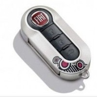 Punto Evo Silver Key Cover - Black and Red Circle Design