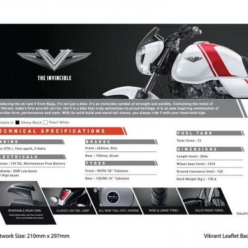 Bajaj V15 150cc Bike Brochure
