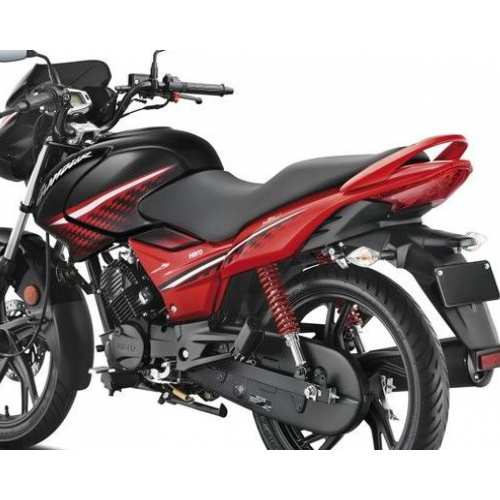 Hero Glamour 125 Ismart Black Red Colour Rear View